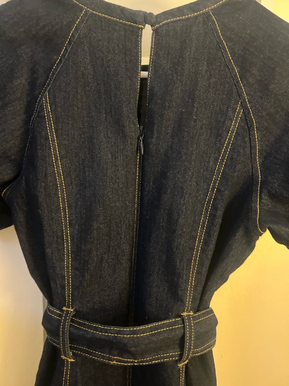 cinq a sept Dark Blue Denim Puff-Sleeve Dress with Tie Waist - Picture 5 of 5